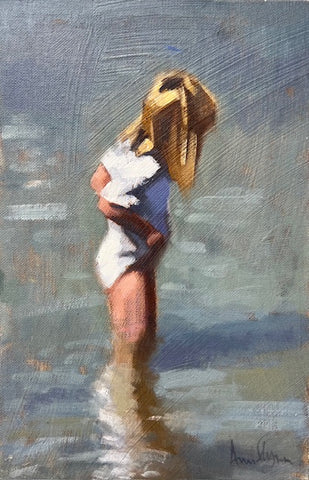 Girl paddling 30x40cm unframed