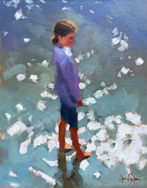 Oil study, girl at the beach