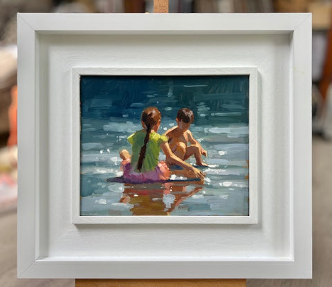 Two’s company 25 x 35 cm canvas size. 46 x 51 cm framed size.