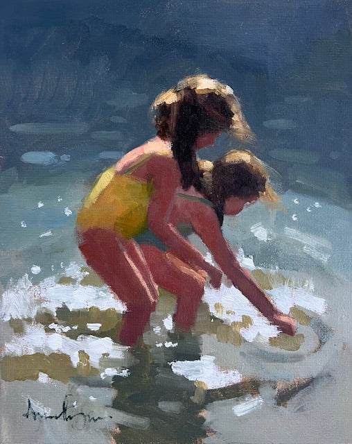 Oil Study sisters playing