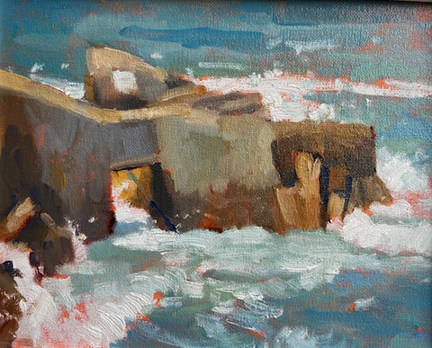 Blustery day at The Forty Foot. oil study