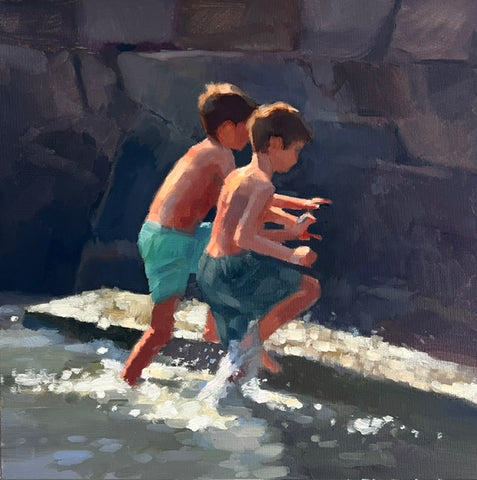 “Race You Back” -This painting will be available from the Mall Galleries London, for enquiries get in touch via my contact link below. (Copy)