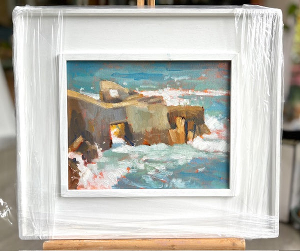 Blustery day at The Forty Foot. oil study