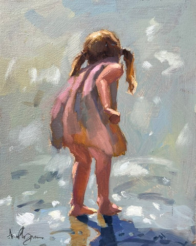 Girl at the beach, oil study
