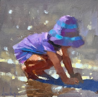 Oil study girl at the beach