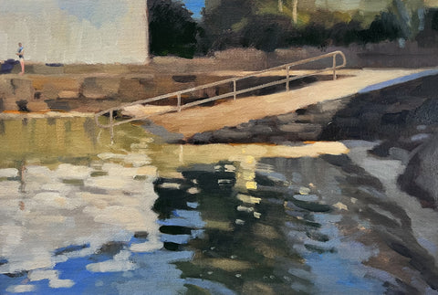 Swimmer at Sandycove Beach.  This painting will be available from the Mall Galleries London, for enquiries get in touch via my contact link below.