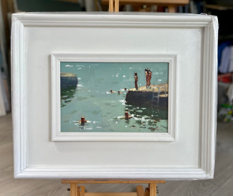 Swimmers at Sandycove, oil study